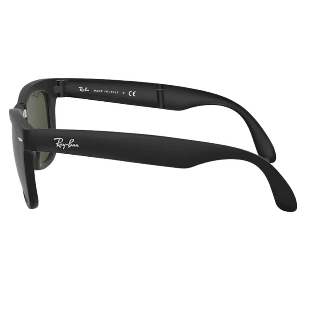 Ray-Ban Folding Wayfarer RB4105 601S 54 - Black Frame with Green Lens Side View