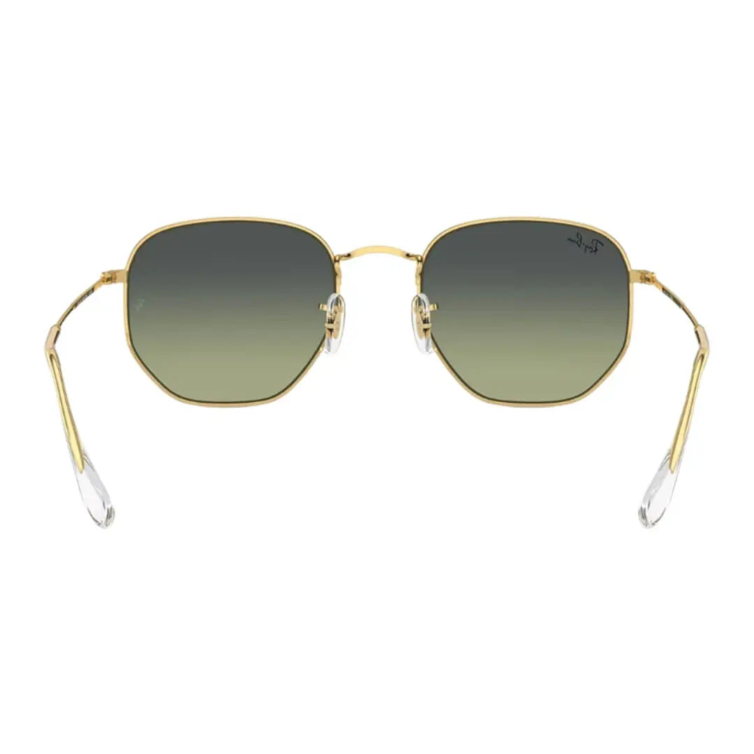 Ray-Ban Hexagonal RB3548 001/BH 51 Arista Gold Frame and Green Vintage Lens Back Side View