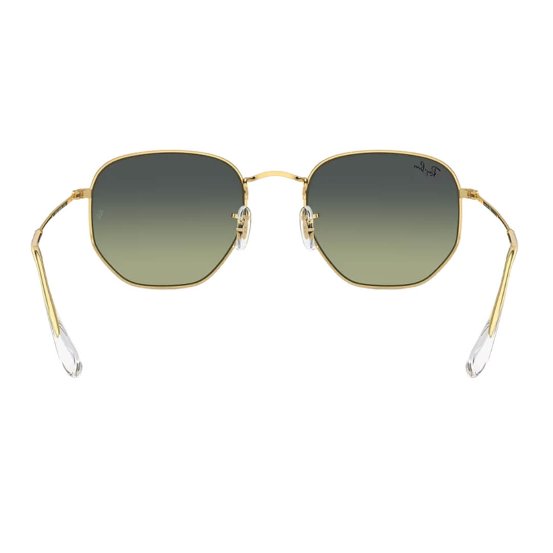 Ray-Ban Hexagonal RB3548 001/BH Arista Gold Frame and Green Vintage Lens Back Side View