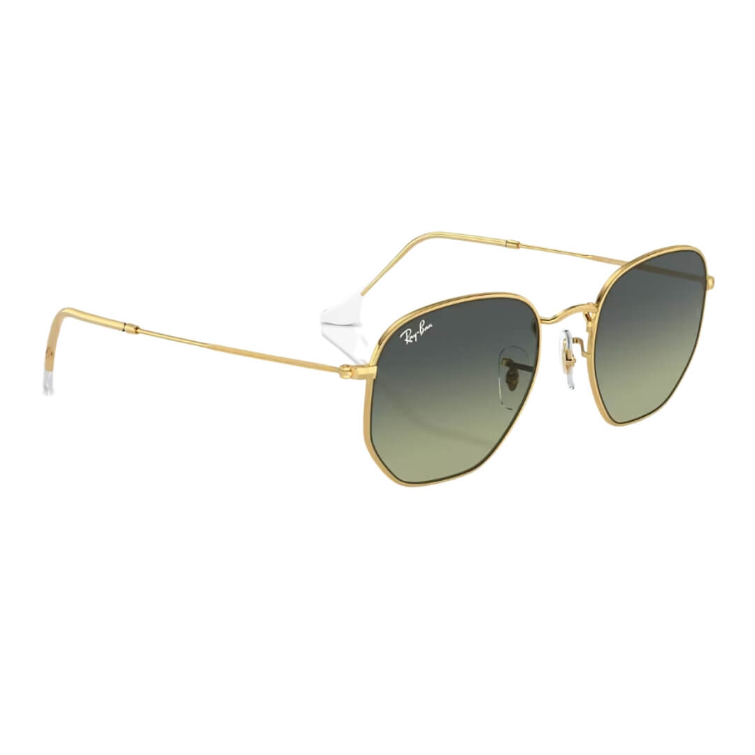 Ray-Ban Hexagonal RB3548 001/BH Arista Gold Frame and Green Vintage Lens Front Right View