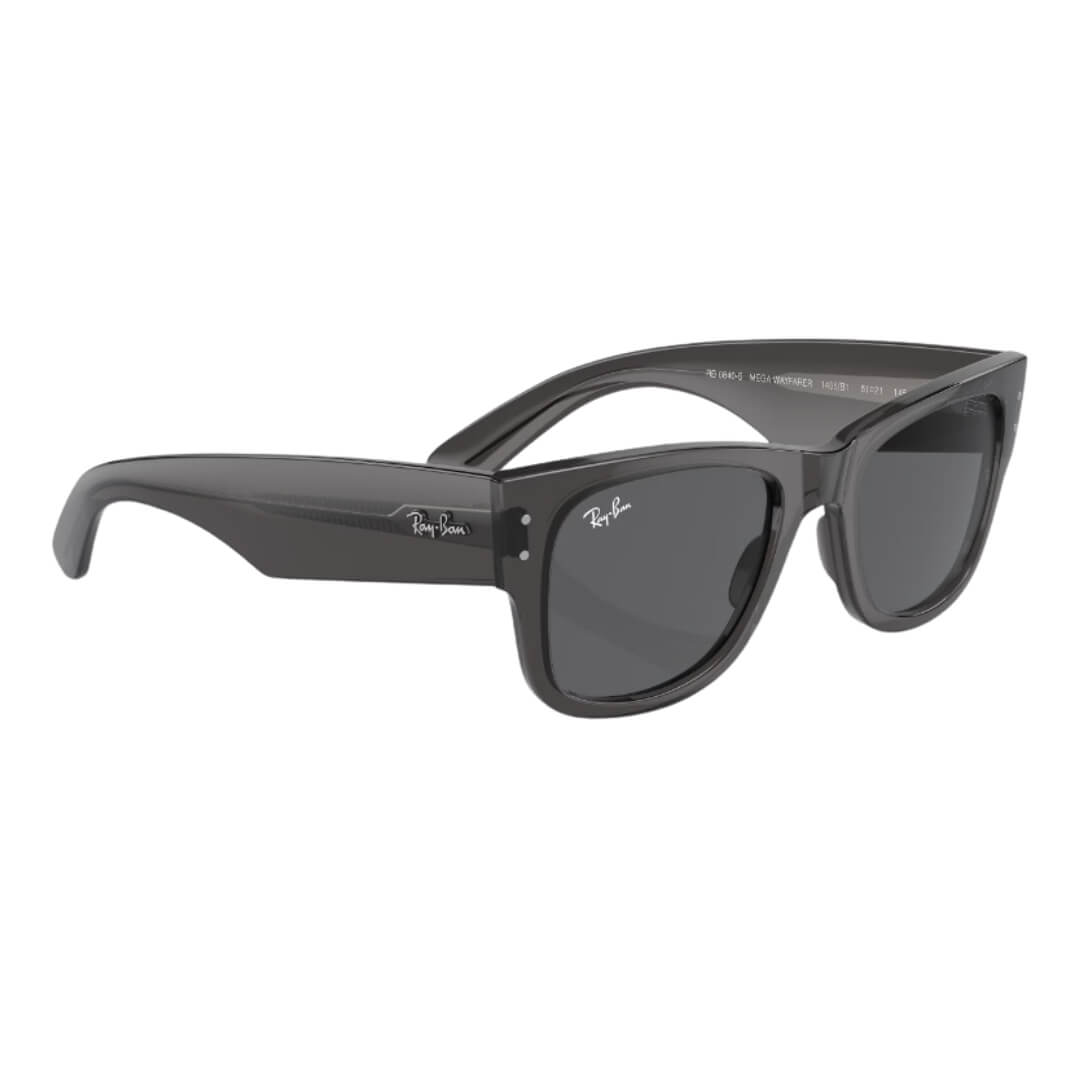 Ray-Ban Mega Wayfarer RB0840S 1406B1 - Transparent Black with Grey Lens Front Right View