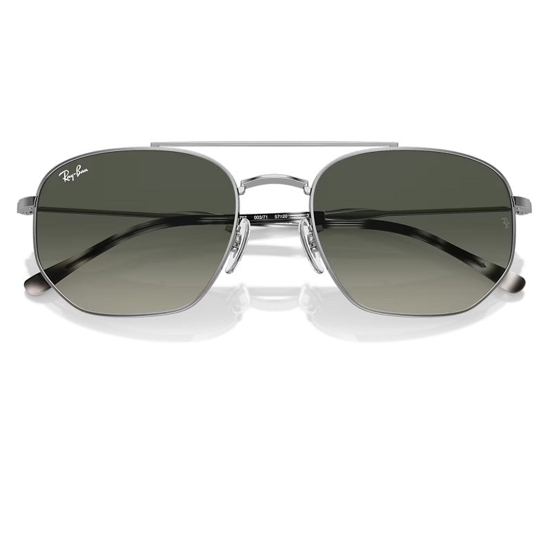 Ray-Ban RB3707 Unisex Sunglasses with Silver Frame Grey Lenses