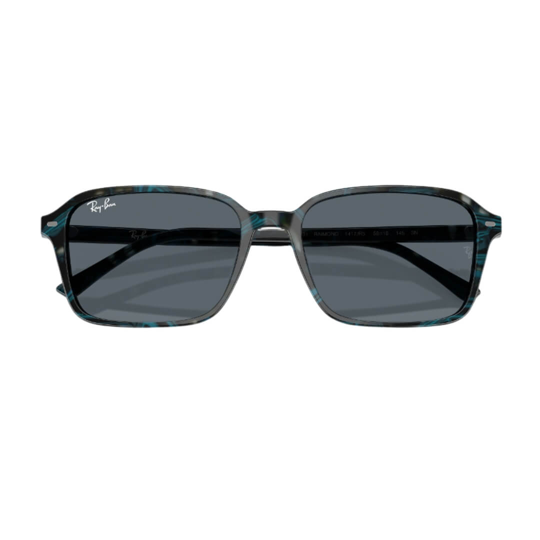 Ray-Ban Raimond RB2231 1417R5 - Transparent Fantasy Blue/Grey Frame, Blue Lens Folded View