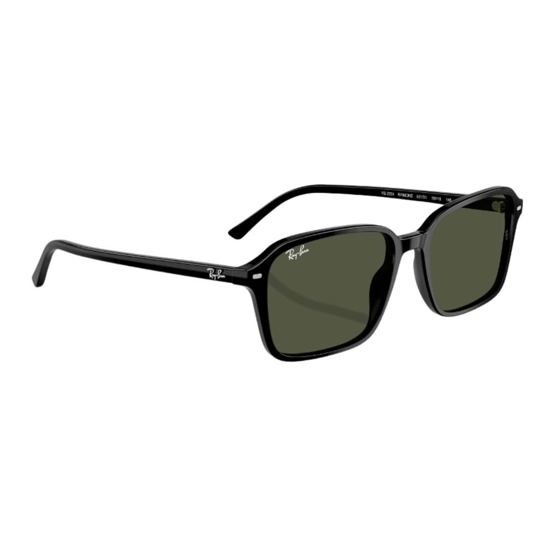 Ray-Ban Raimond RB2231 901/31 - Black Frame with Green Lens Front Right View