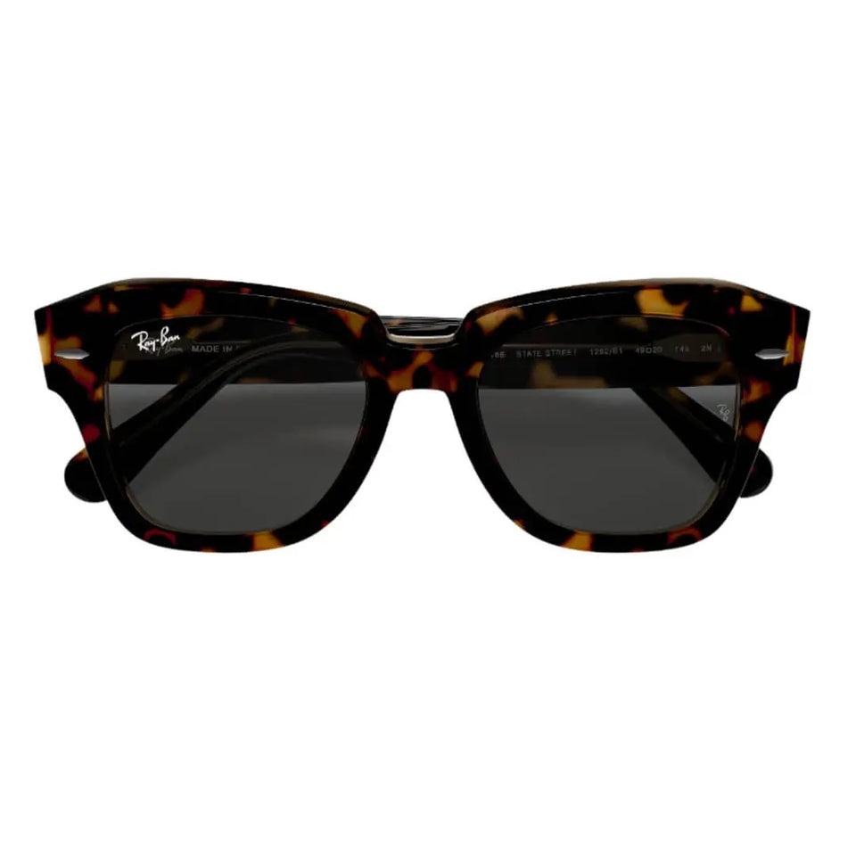 Ray-Ban State Street RB2186 1292B1 49 Havana Transparent Brown Frame, Dark Grey Lens Folded View