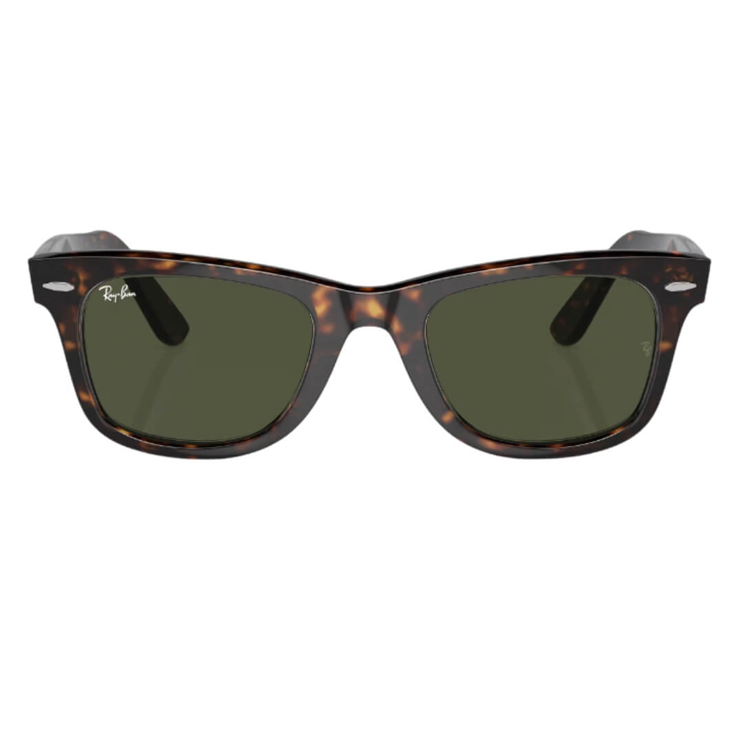 Ray-Ban Wayfarer RB2140 902 - Tortoise Frame with Green Lens Front View