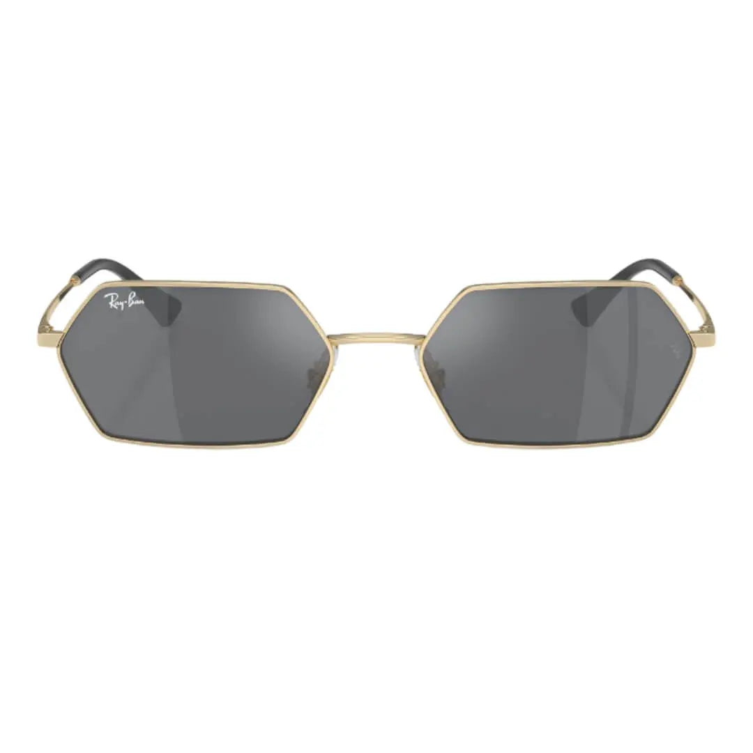 Ray-Ban Yevi RB3728 92136V 55 Light Gold Frame, Dark Grey Close Up Front View