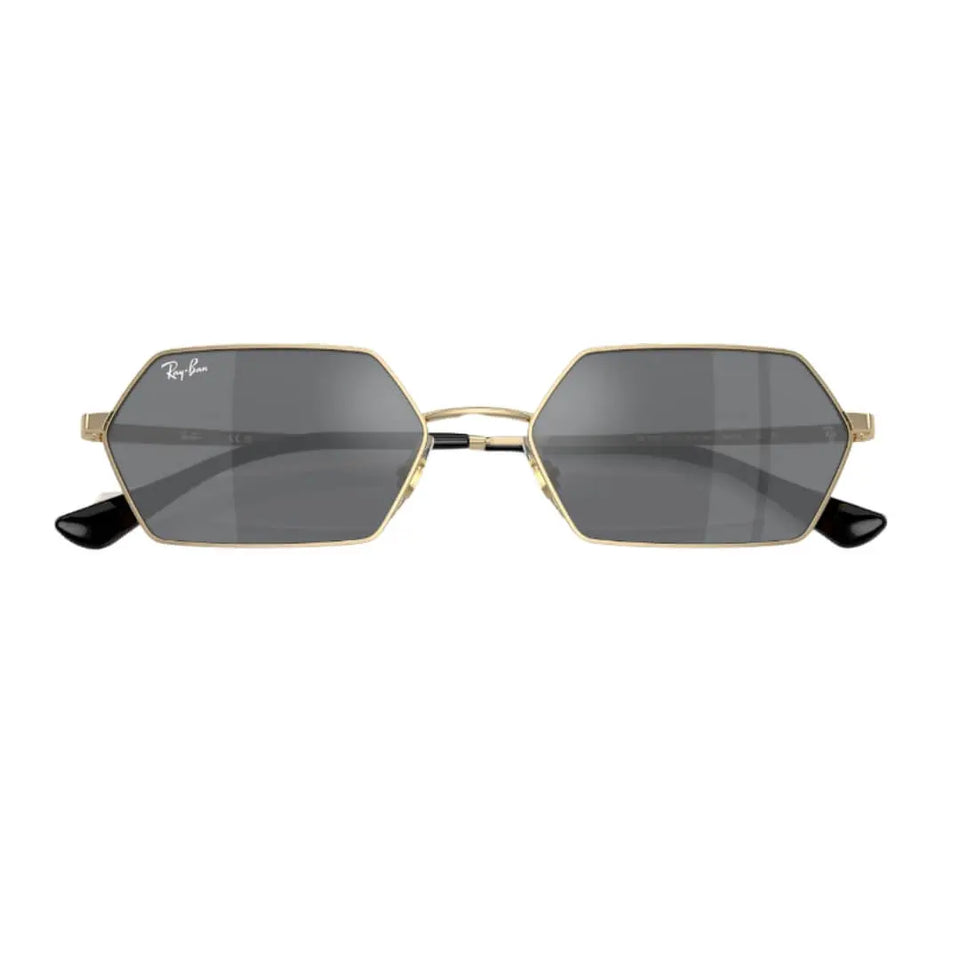 Ray-Ban Yevi RB3728 92136V 55 Light Gold Frame, Dark Grey Lens Folded View