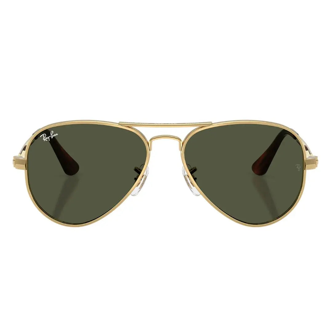 Front view of Ray-Ban Aviator Max RB3925 001/31 featuring bold gold double bridge and green lenses - Gadgets Online NZ
