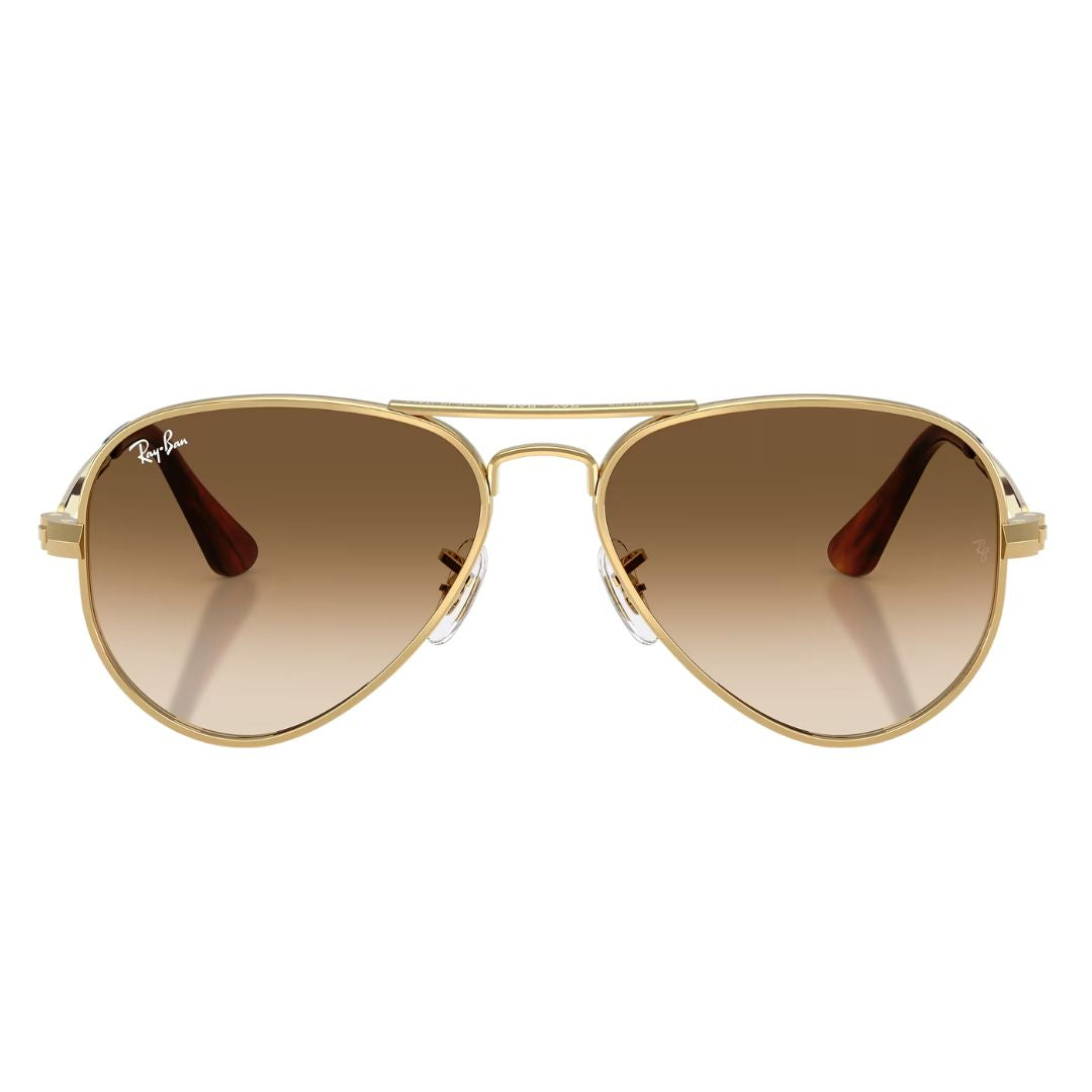 Front view of Ray-Ban Aviator Max RB3925 001/51 featuring bold gold double bridge and brown lenses - Gadgets Online NZ