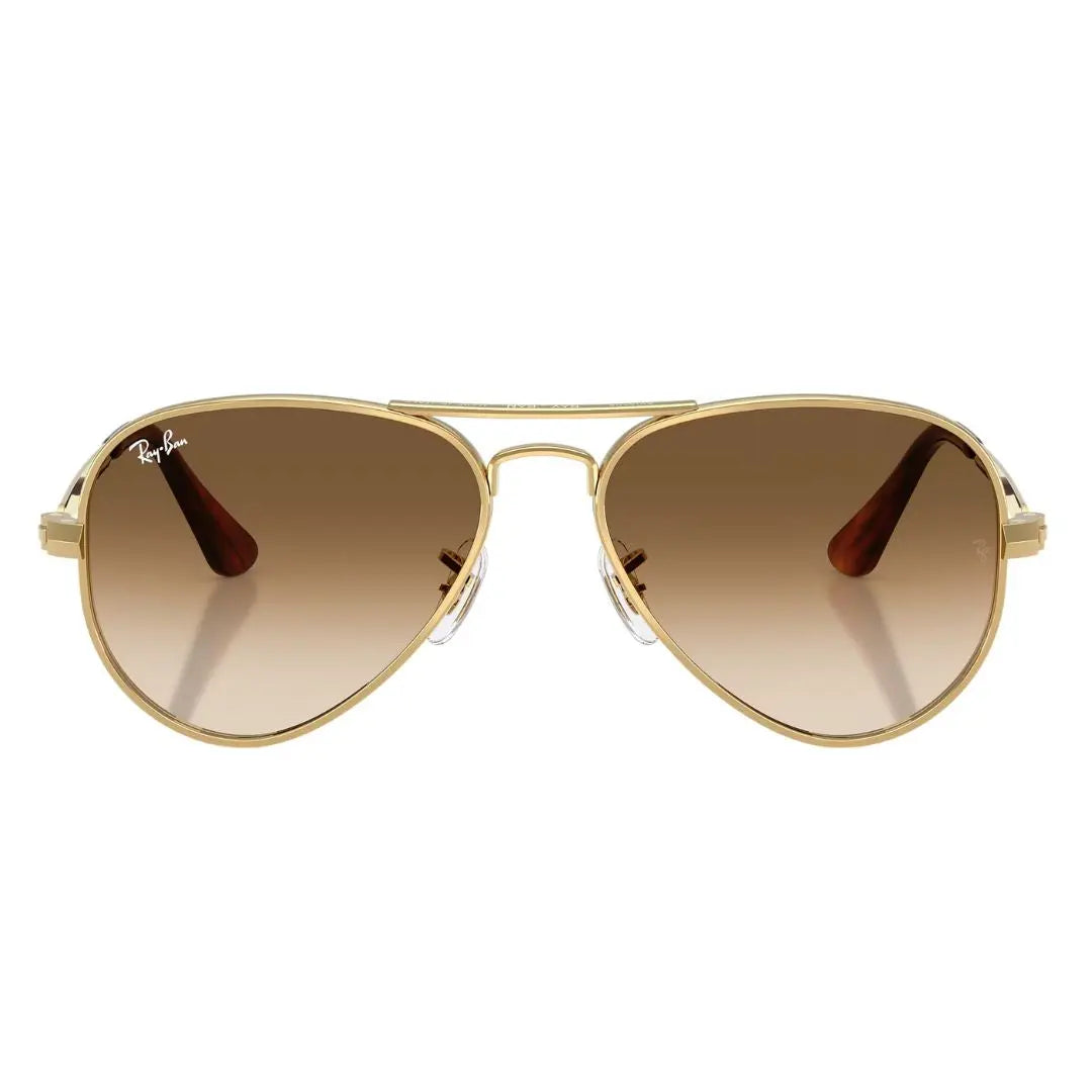 Front view of Ray-Ban Aviator Max RB3925 001/51 featuring bold gold double bridge and brown lenses - Gadgets Online NZ