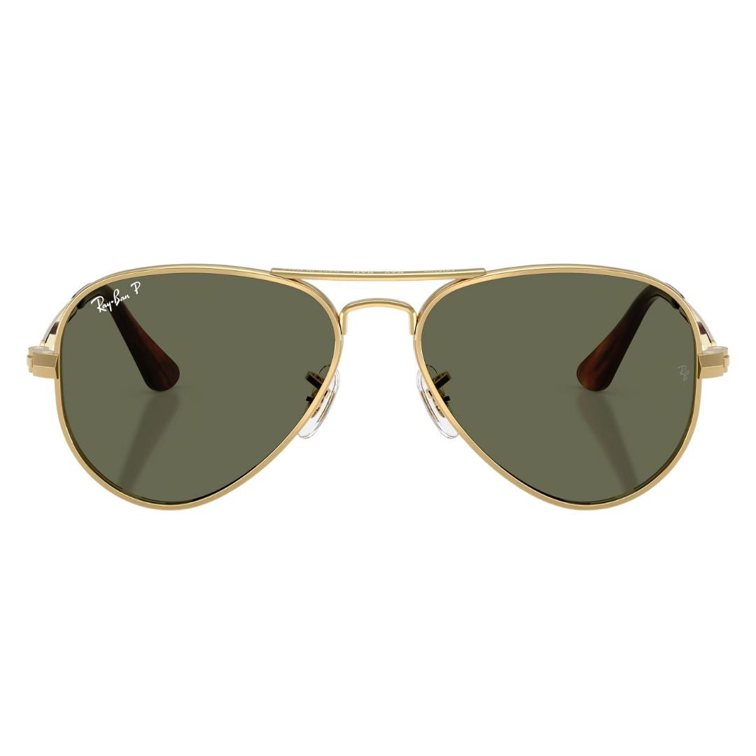 Front view of Ray-Ban Aviator Max RB3925 001/58 featuring bold gold double bridge and polarized lenses - Gadgets Online NZ