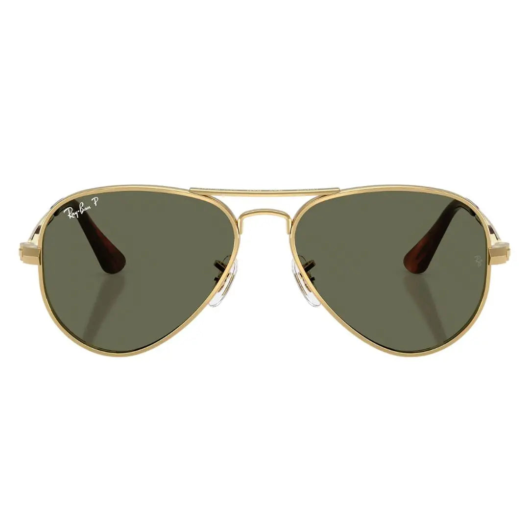 Front view of Ray-Ban Aviator Max RB3925 001/58 featuring bold gold double bridge and polarized lenses - Gadgets Online NZ