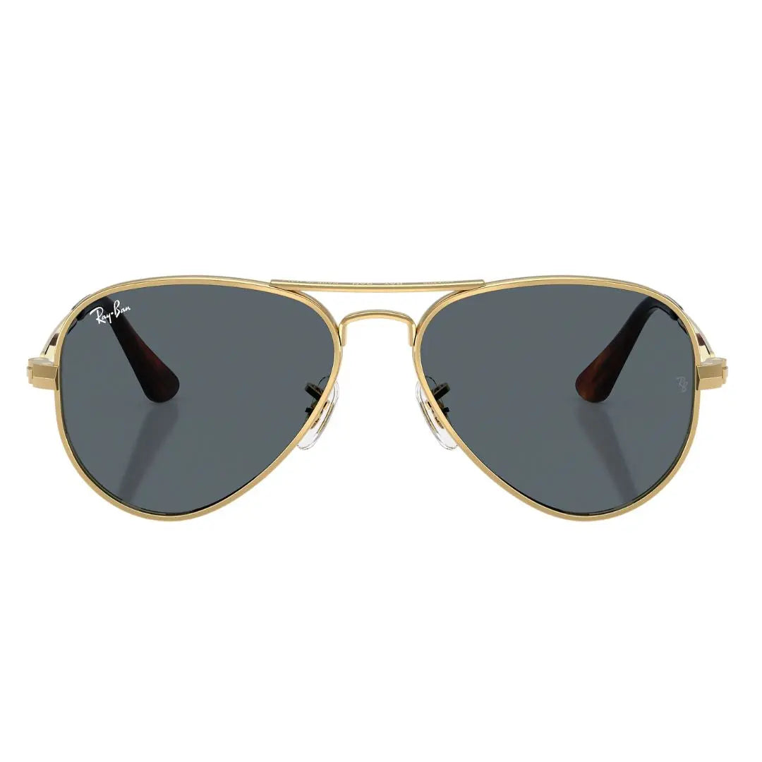 Front view of Ray-Ban Aviator Max RB3925 001/R5 featuring a bold gold double bridge and blue lenses - Gadgets Online NZ
