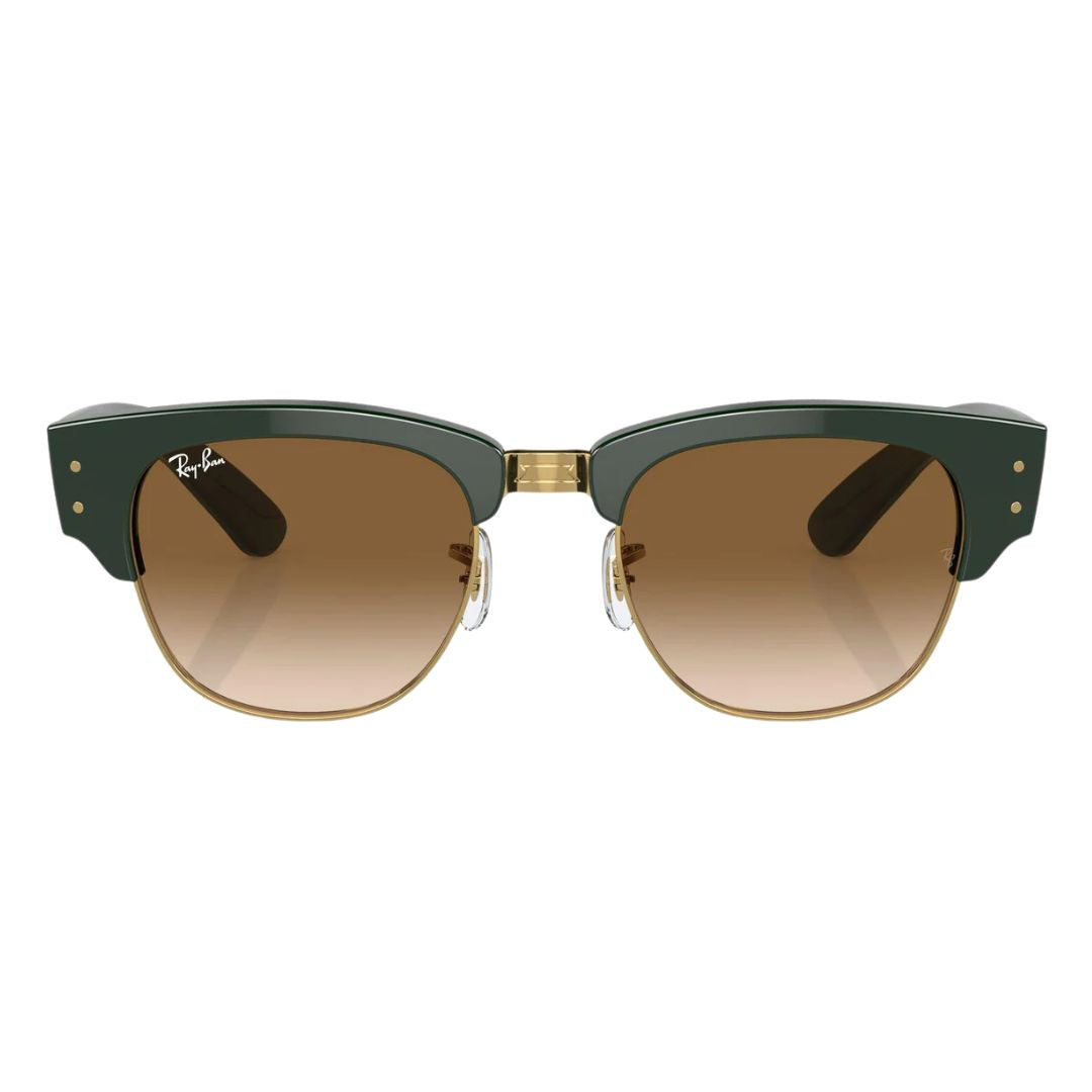 Front view of Ray-Ban Mega Clubmaster RB0316S 136851 featuring bold green browline and gold bridge - Gadgets Online NZ