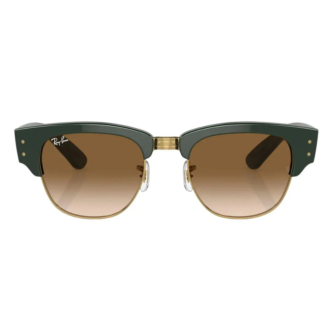 Front view of Ray-Ban Mega Clubmaster RB0316S 136851 featuring bold green browline and gold bridge - Gadgets Online NZ