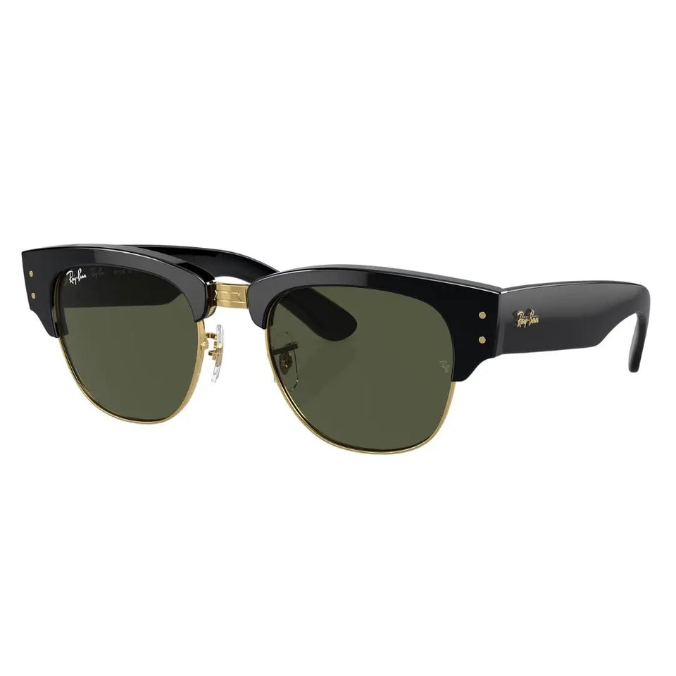 Ray-Ban RB0316S Mega Clubmaster 901/31 sunglasses, black and gold frame with green G-15 lenses - Gadgets Online NZ
