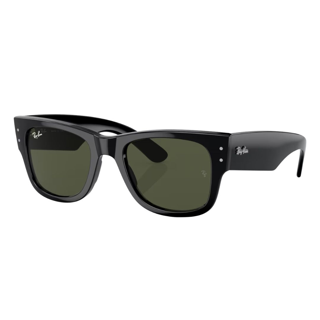 Ray-Ban RB0840S Mega Wayfarer 901/31 sunglasses, black frame with green classic G-15 lenses - Gadgets Online NZ