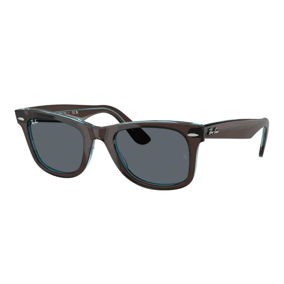 Ray-Ban RB2140 Original Wayfarer 1446R5 Brown sunglasses with dark lenses on a white background