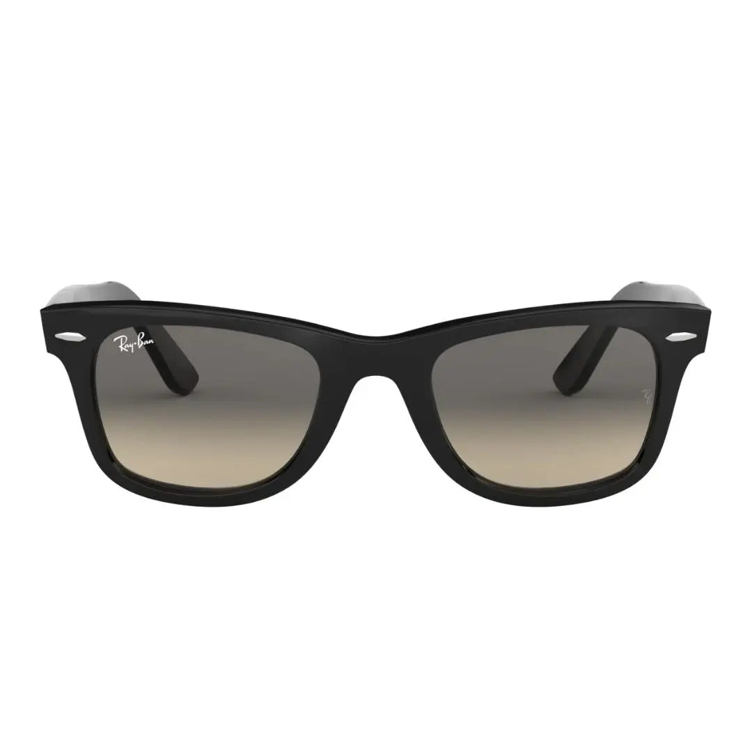 Front view of Ray-Ban Wayfarer RB2140 901/32 black acetate frame and iconic square shape - Gadgets Online NZ