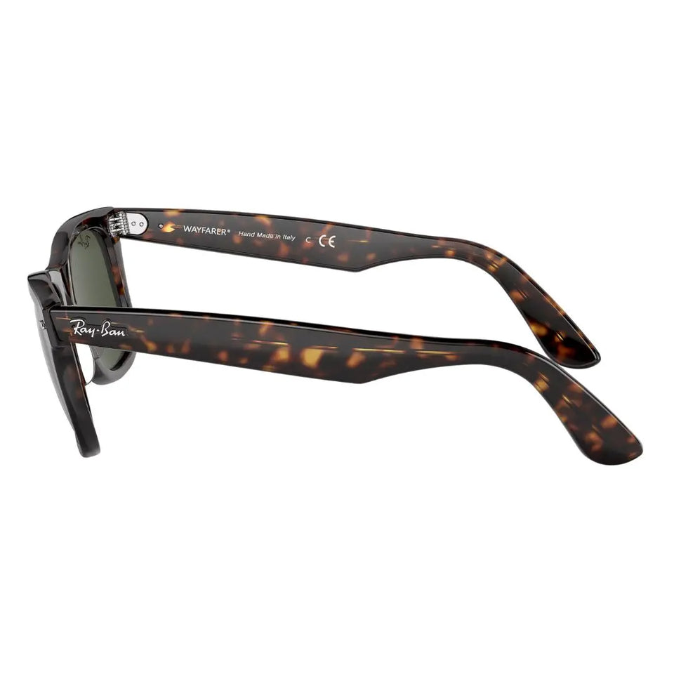 Side profile of Ray-Ban RB2140 Original Wayfarer Bio-Based Havana showing the iconic wing temples - Gadgets Online NZ