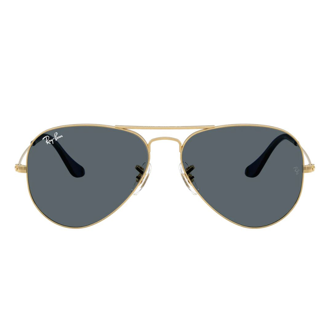 Ray-Ban RB3025 Aviator Large Metal 9278R5 sunglasses in Arista Gold with Blue lenses, front view - Gadgets Online NZ