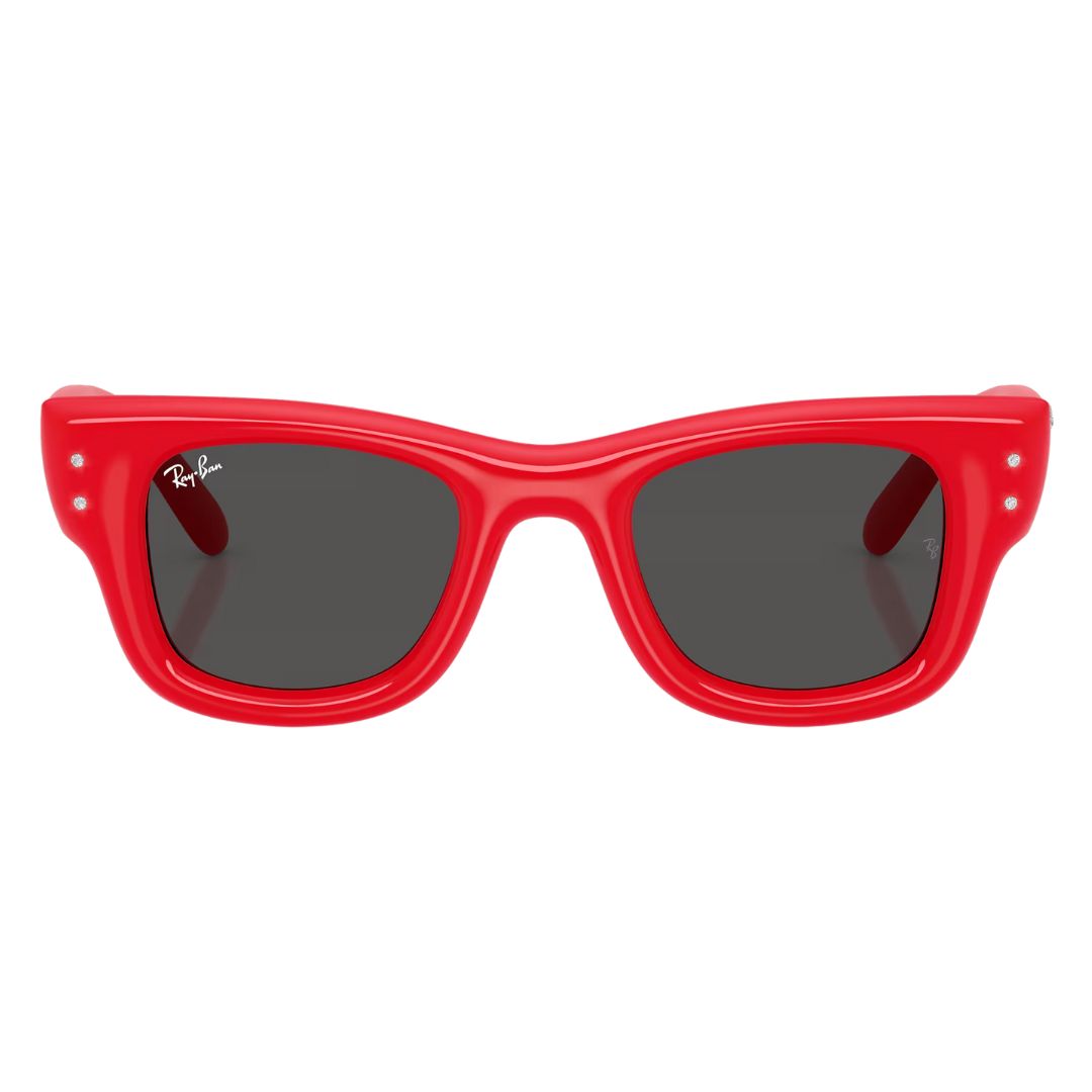 Front view of Ray-Ban RB4940B 686187 red puffer acetate sunglasses featuring silver temple rivets - Gadgets Online NZ