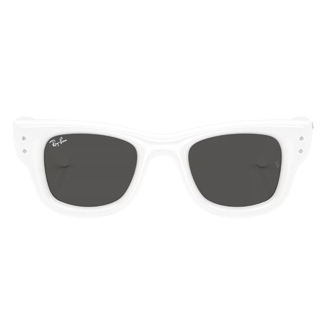 Front view of Ray-Ban RB4940B 686387 white puffer acetate sunglasses featuring silver temple rivets - Gadgets Online NZ
