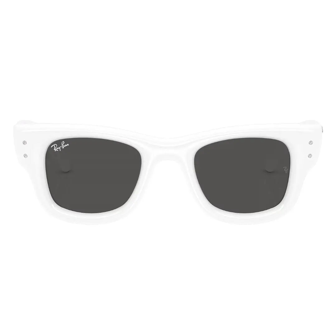 Front view of Ray-Ban RB4940B 686387 white puffer acetate sunglasses featuring silver temple rivets - Gadgets Online NZ