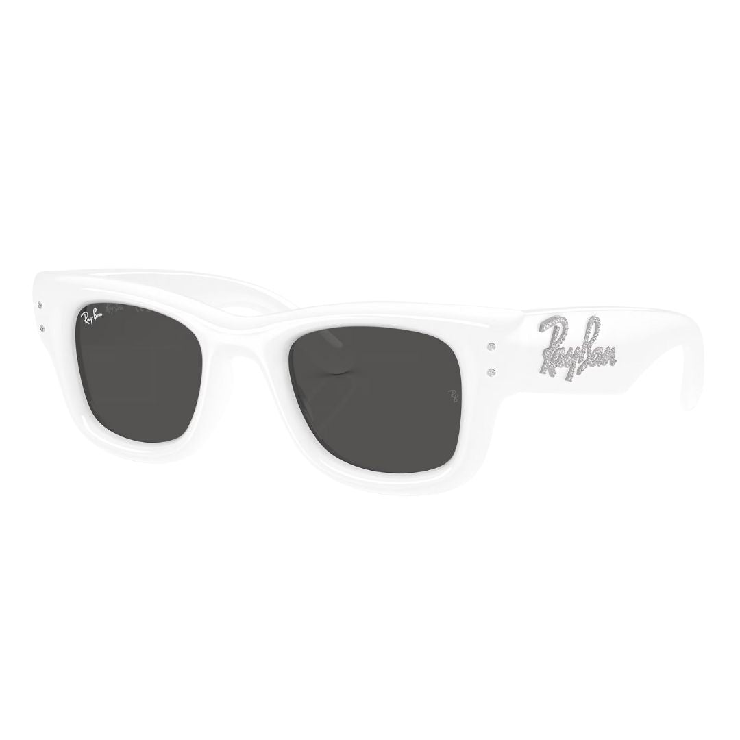Ray-Ban RB4940B Wayfarer Puffer Crystal Edition 686387 in glossy white with grey lenses - Gadgets Online NZ