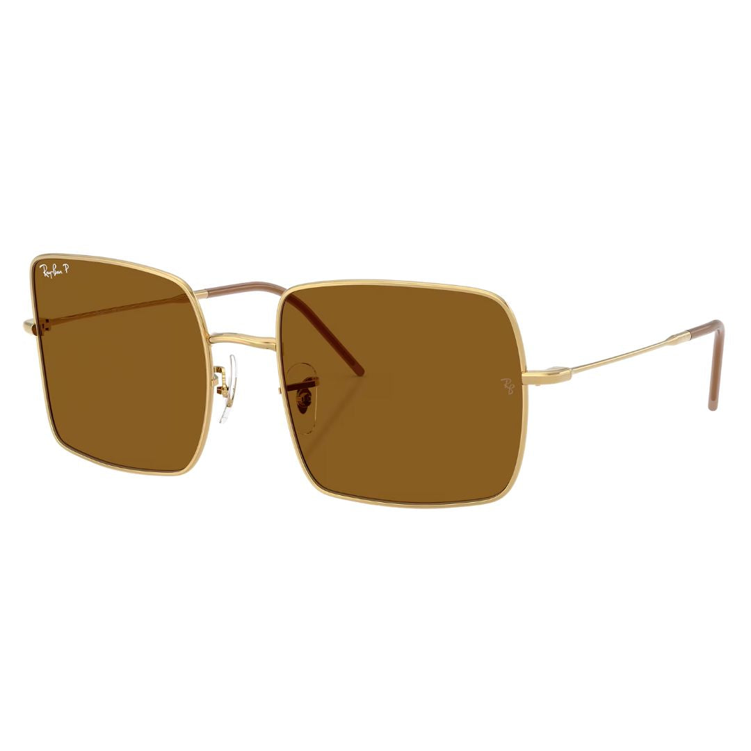 Ray-Ban RBR0104S Square Reverse 1971 001/83 sunglasses, gold frame with polarized concave brown lenses - Gadgets Online NZ