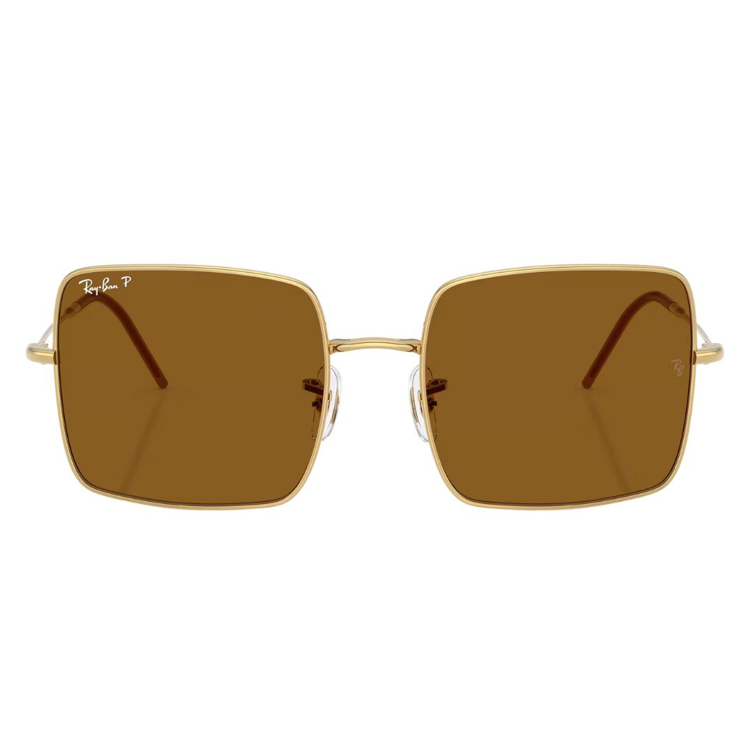 Front view of Ray-Ban Square Reverse RBR0104S 001/83 featuring gold metal frames and polarized lenses - Gadgets Online NZ