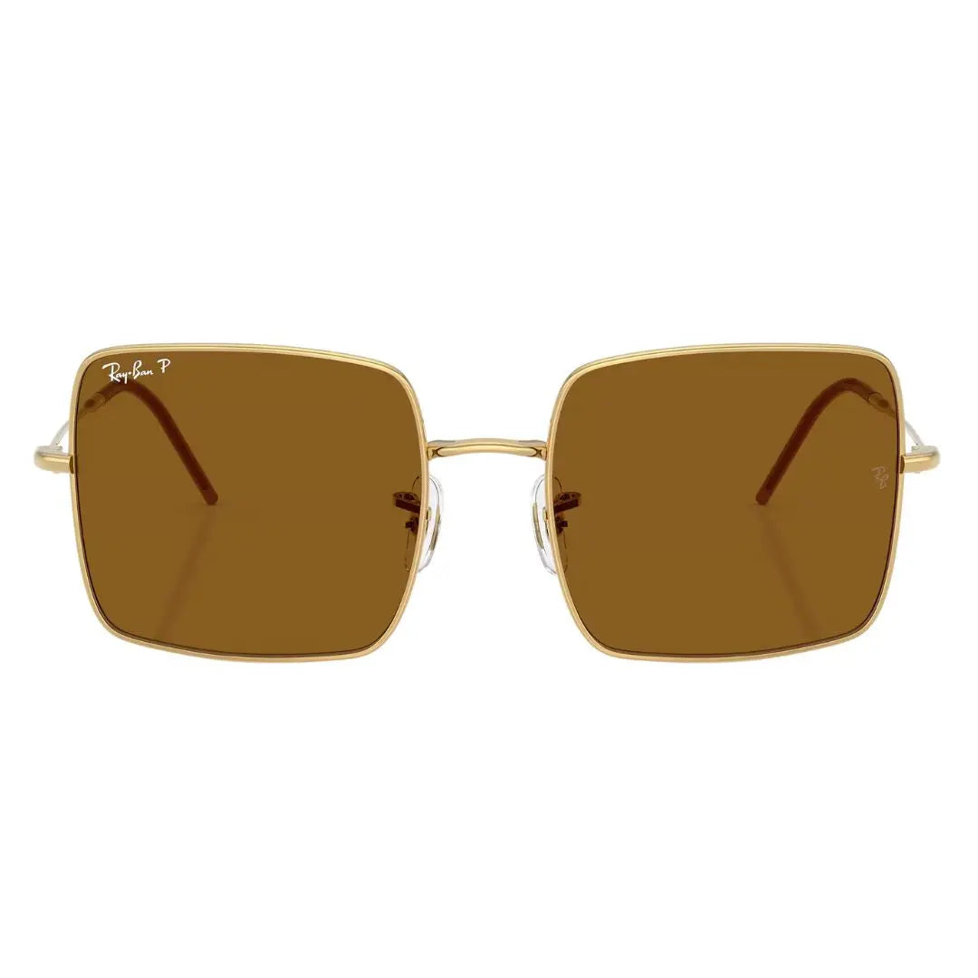 Front view of Ray-Ban Square Reverse RBR0104S 001/83 featuring gold metal frames and polarized lenses - Gadgets Online NZ