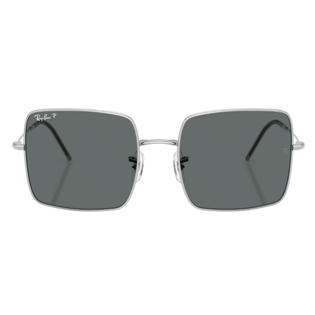 Front view of Ray-Ban Square Reverse RBR0104S 003/81 featuring silver metal frames and polarized lenses - Gadgets Online NZ