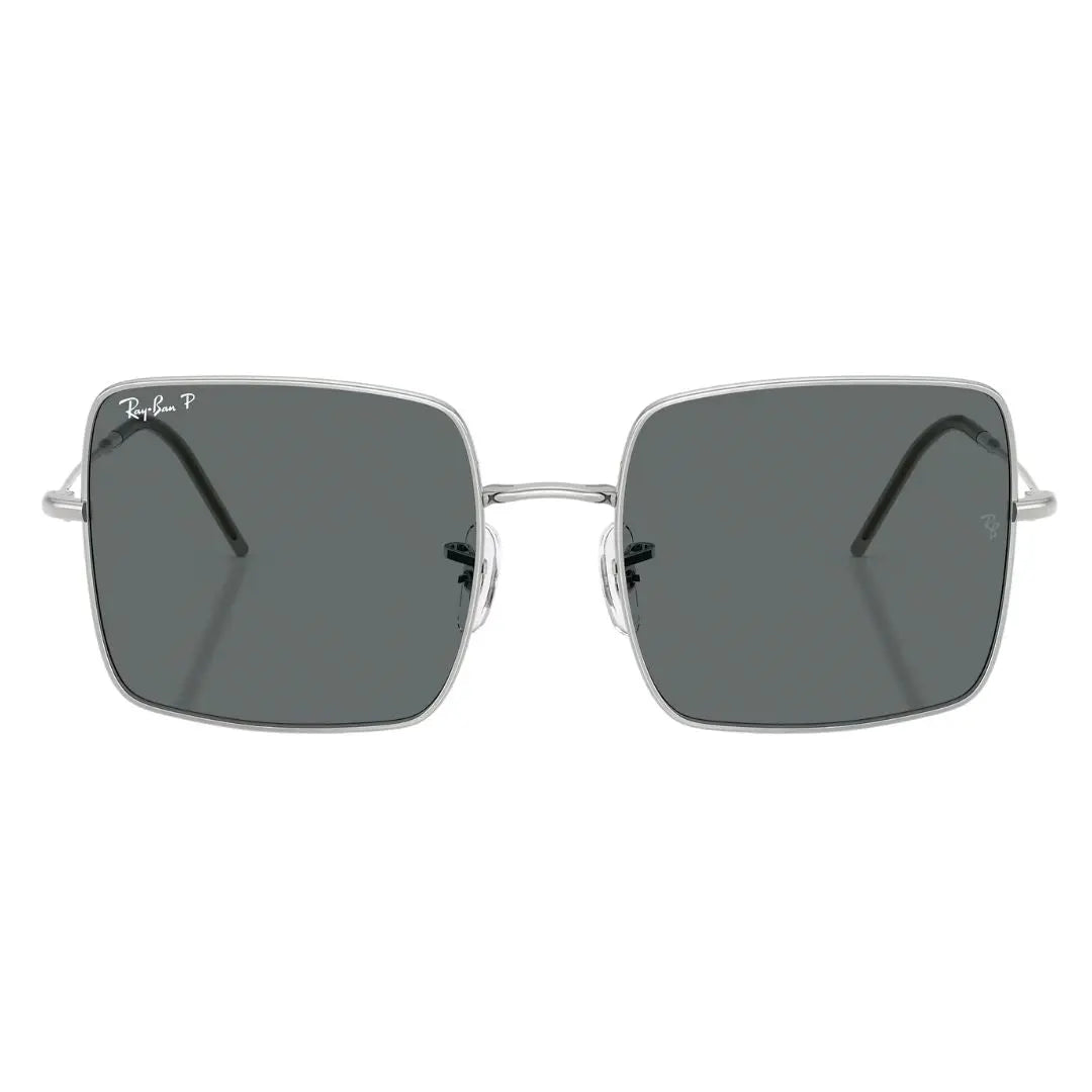 Front view of Ray-Ban Square Reverse RBR0104S 003/81 featuring silver metal frames and polarized lenses - Gadgets Online NZ