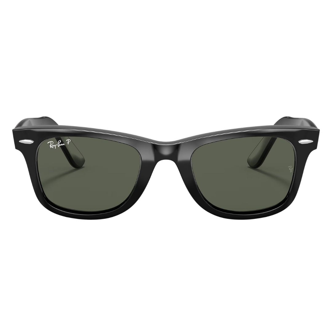 Front view of Ray-Ban Wayfarer RB2140 901/58 black acetate frame with polarized lenses - Gadgets Online NZ