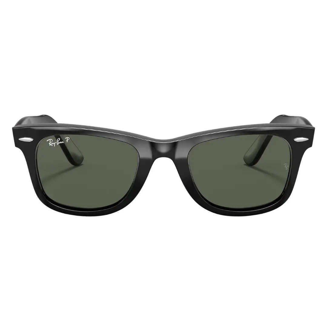 Front view of Ray-Ban Wayfarer RB2140 901/58 black acetate frame with polarized lenses - Gadgets Online NZ