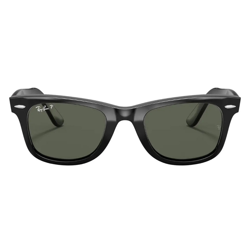 Front view of Ray-Ban Wayfarer RB2140 901/58 black acetate frame with polarized lenses - Gadgets Online NZ