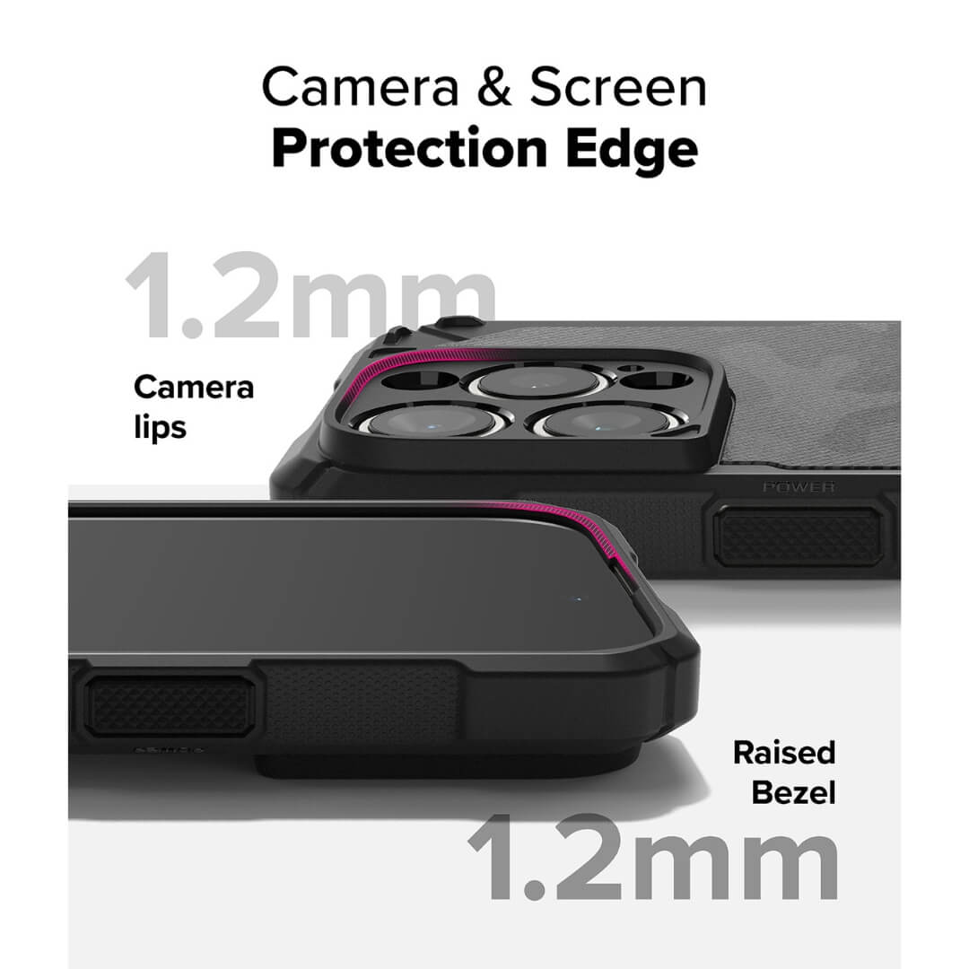 The Ringke case is designed with a raised bezel for added protection and is fully compatible with Ringke’s camera and screen protection accessories.