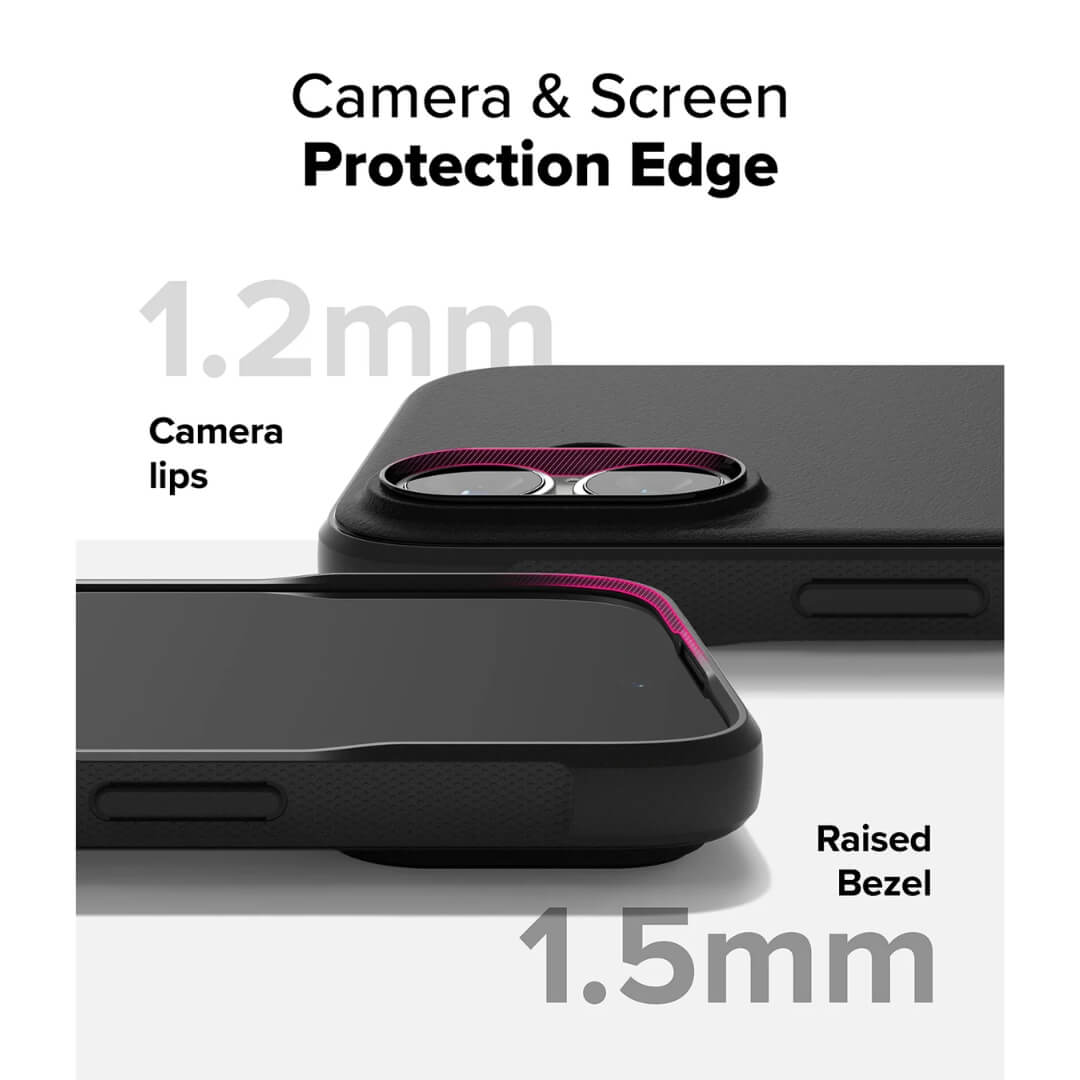 Ringke case is compatible with Ringke Camera and Screen protection with its raised bezel