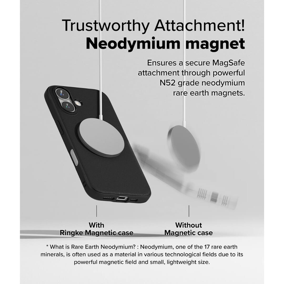Ringke iPhone 16 Plus case designed with Neodymium magnet for powerful attachment