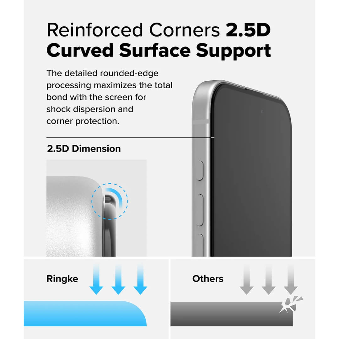 Rounded edges design maximizes adhesion enhances screen protection