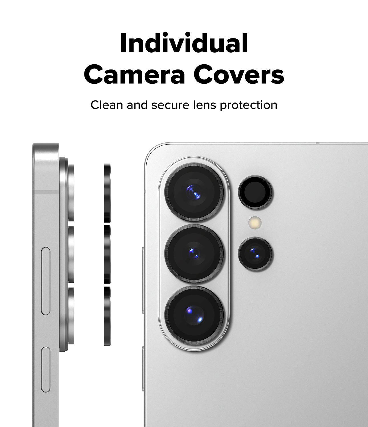 Phone with camera covers on a white background