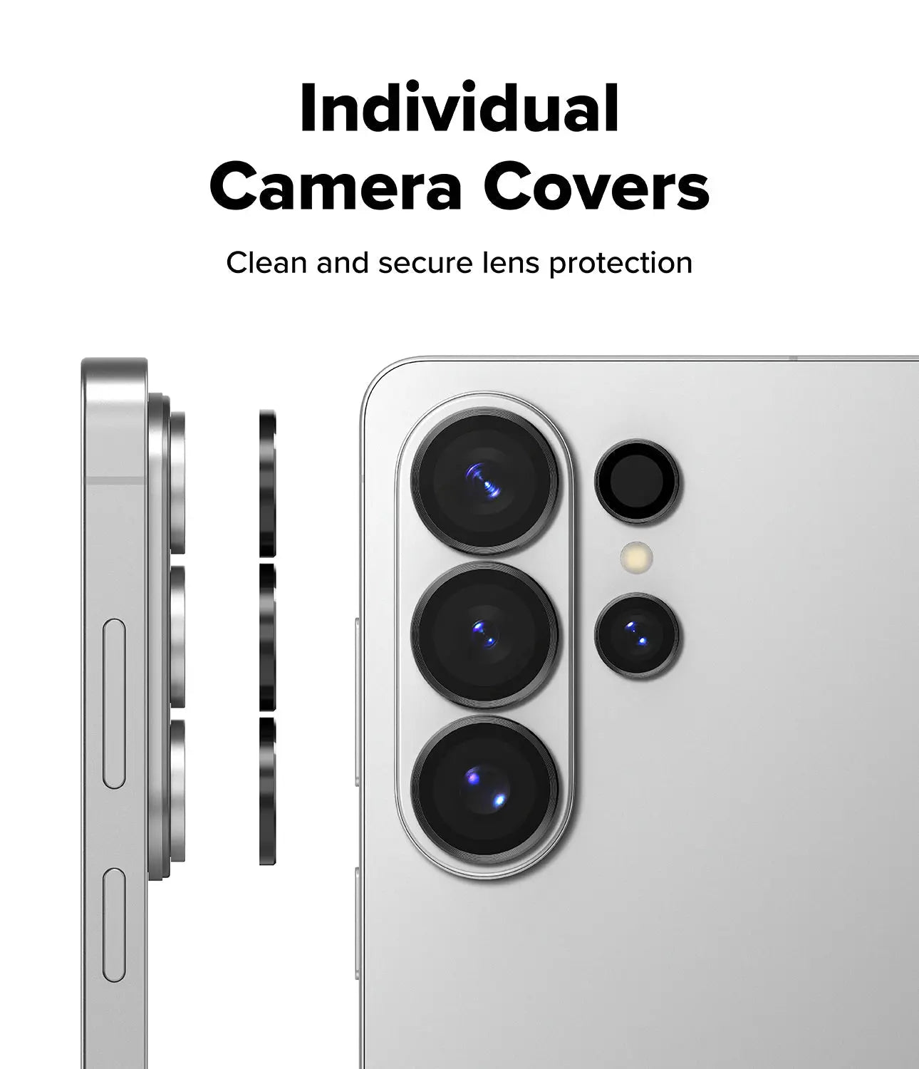 Phone with camera covers on a white background