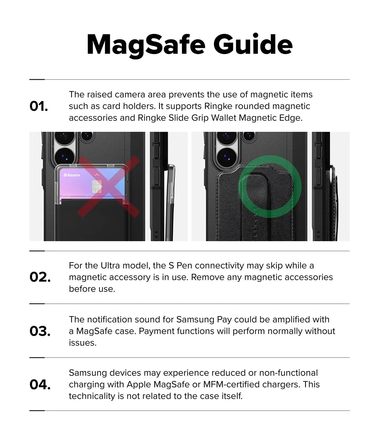 MagSafe guide with text and images of a phone case on a white background