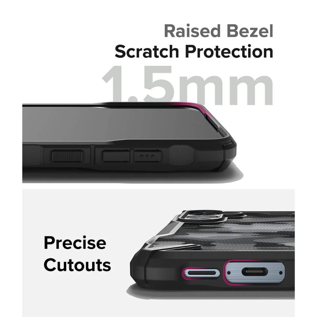 Raised bezel scratch protection precise cutouts