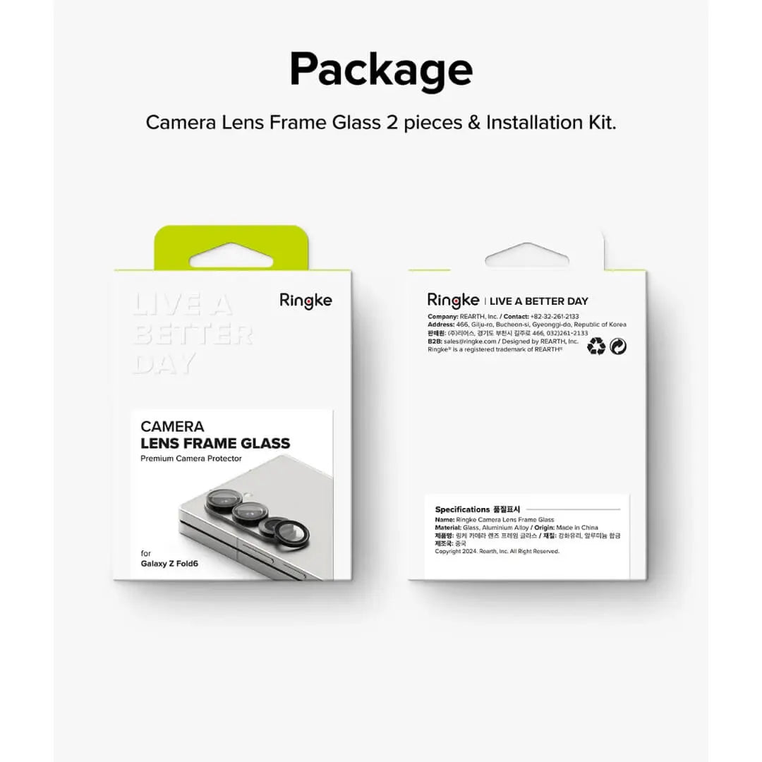 Samsung Galaxy Z Fold 6 Camera Lens Frame Glass 2 pack Ringke
