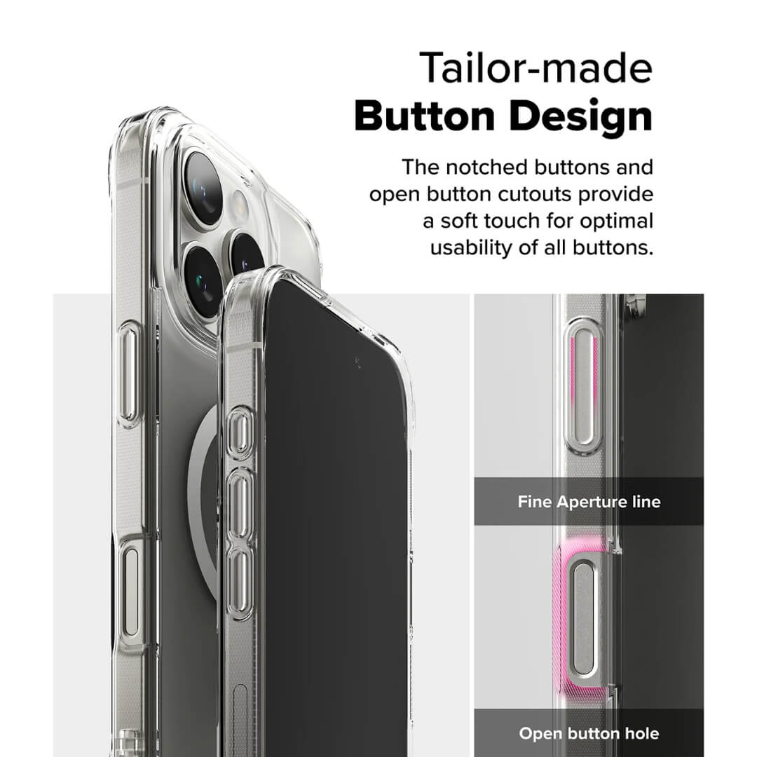 Tailor-made button designed for soft touch and optimal usability