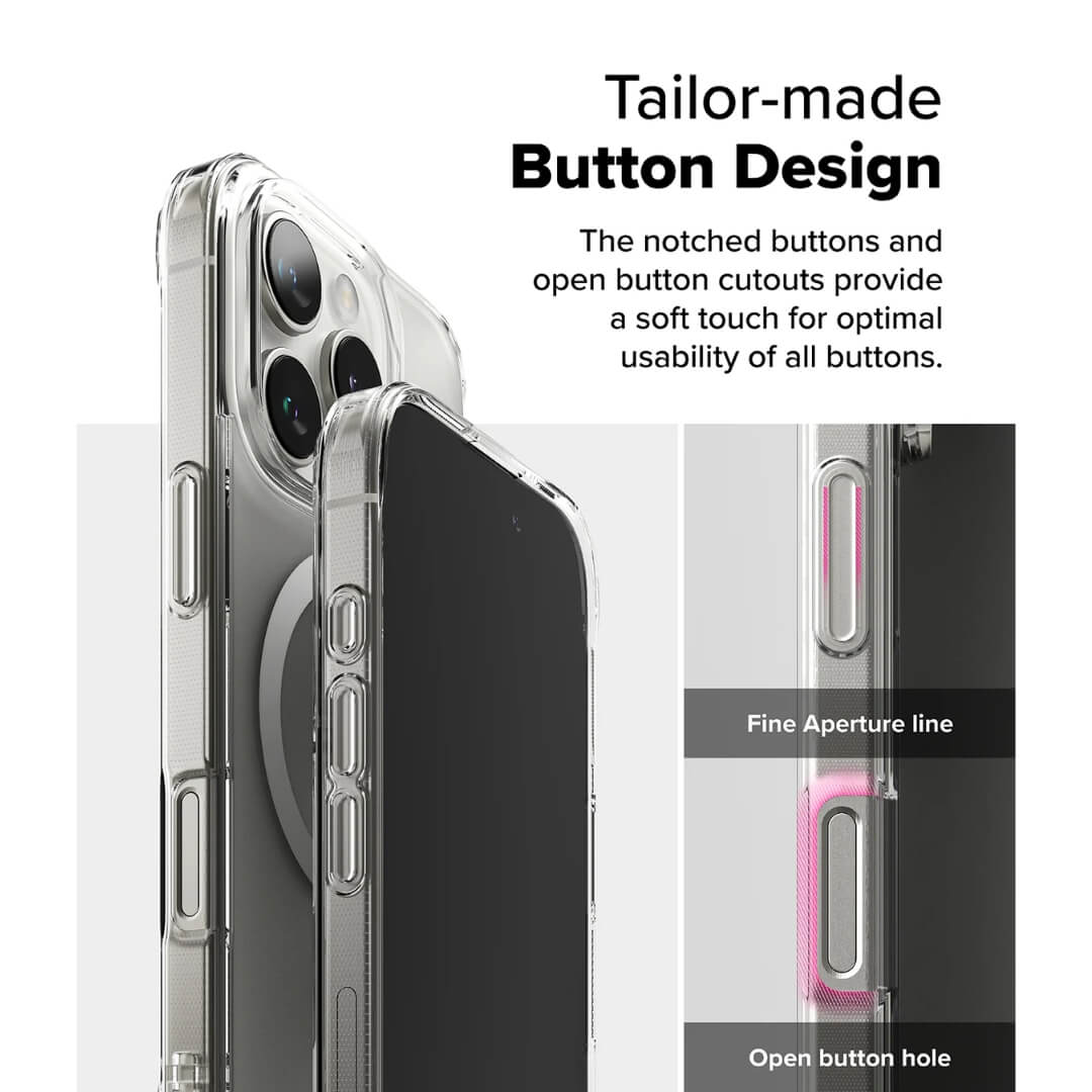 Tailor-made button designed for soft touch and optimal usability