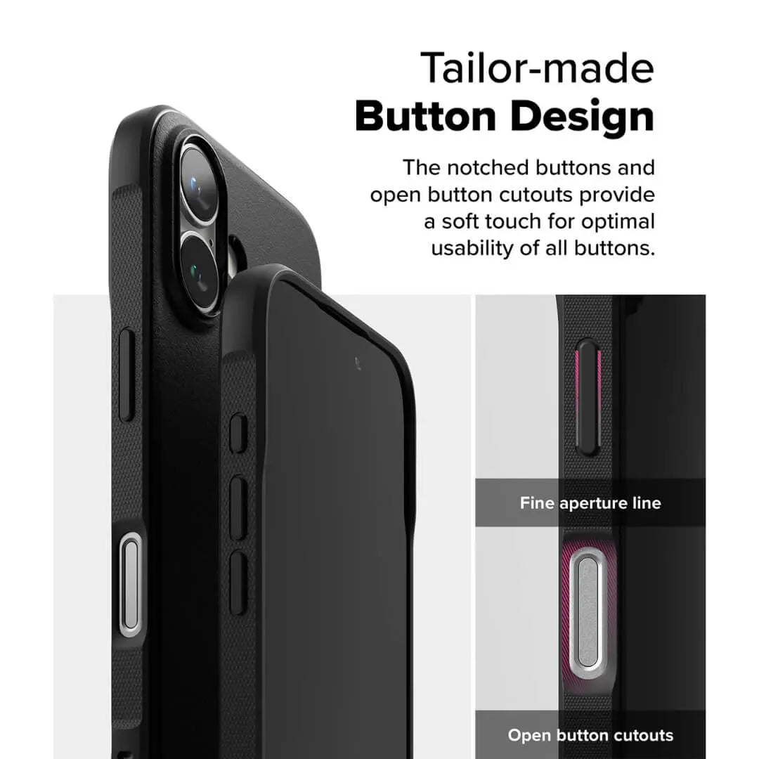 Tailor-made button designed for soft touch and optimal usability